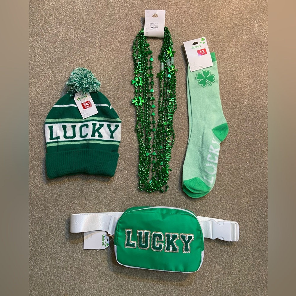 Happy St. Patrick’s Day Bling Lucky Green Accessories Set
